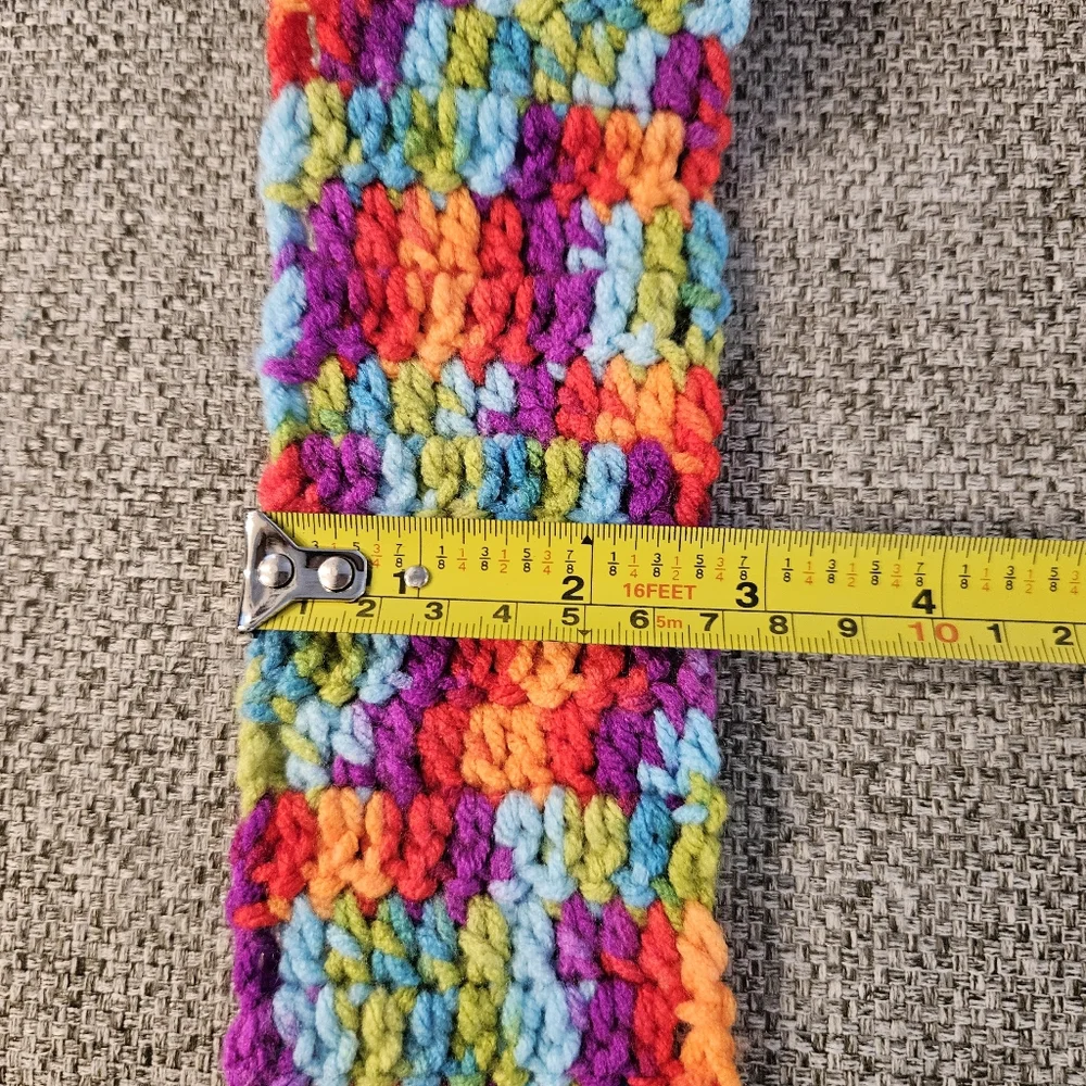 Festival Vintage Crochet Crossbody  Handbag Boho Off White Multicolor Strap - Picture 12 of 12